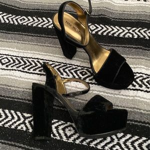 Nine West Carnation Velvet Platforms